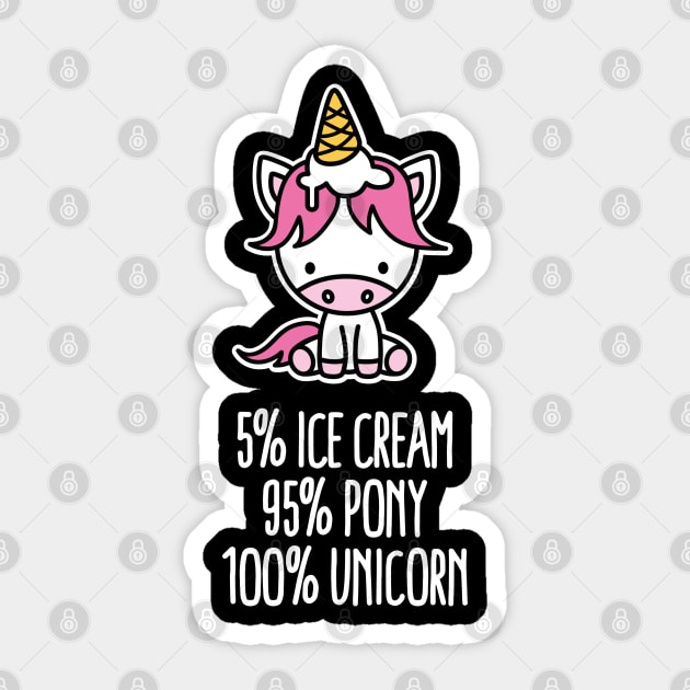 5% ice cream 95% pony 100% unicorn pun funny girl Sticker by LaundryFactory